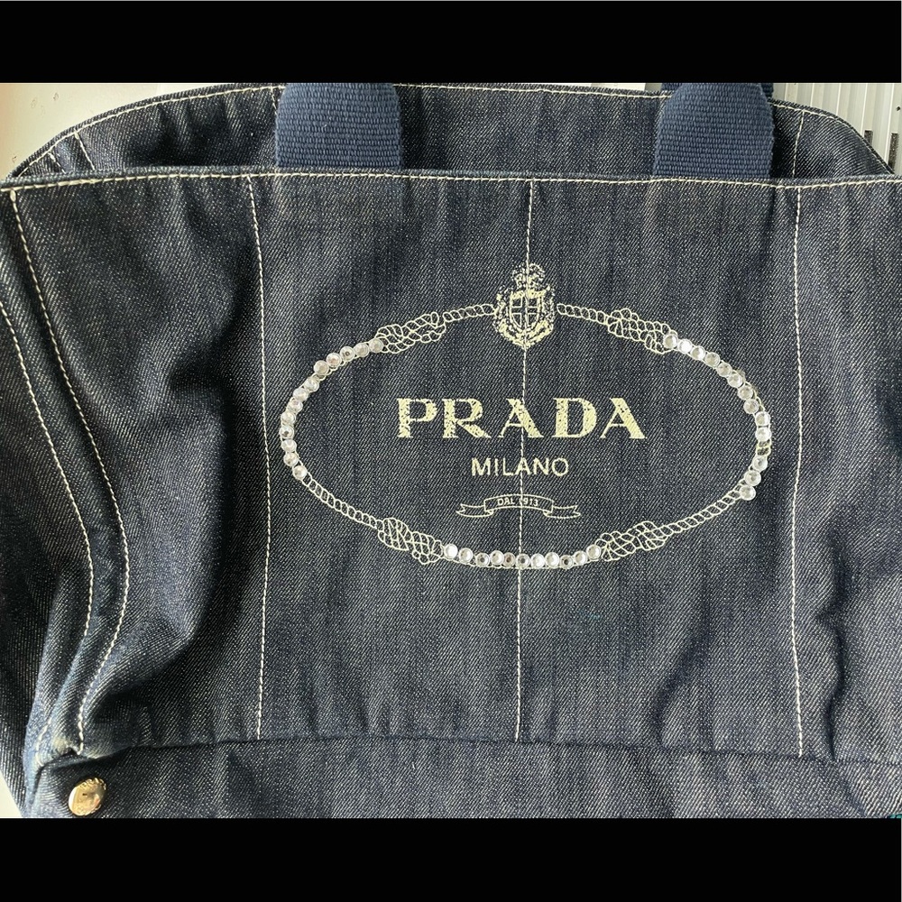 Authentic Vintage Prada denim tote bag